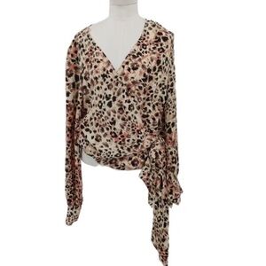 Addition-Elle Animal Print Wrap Top Size XL